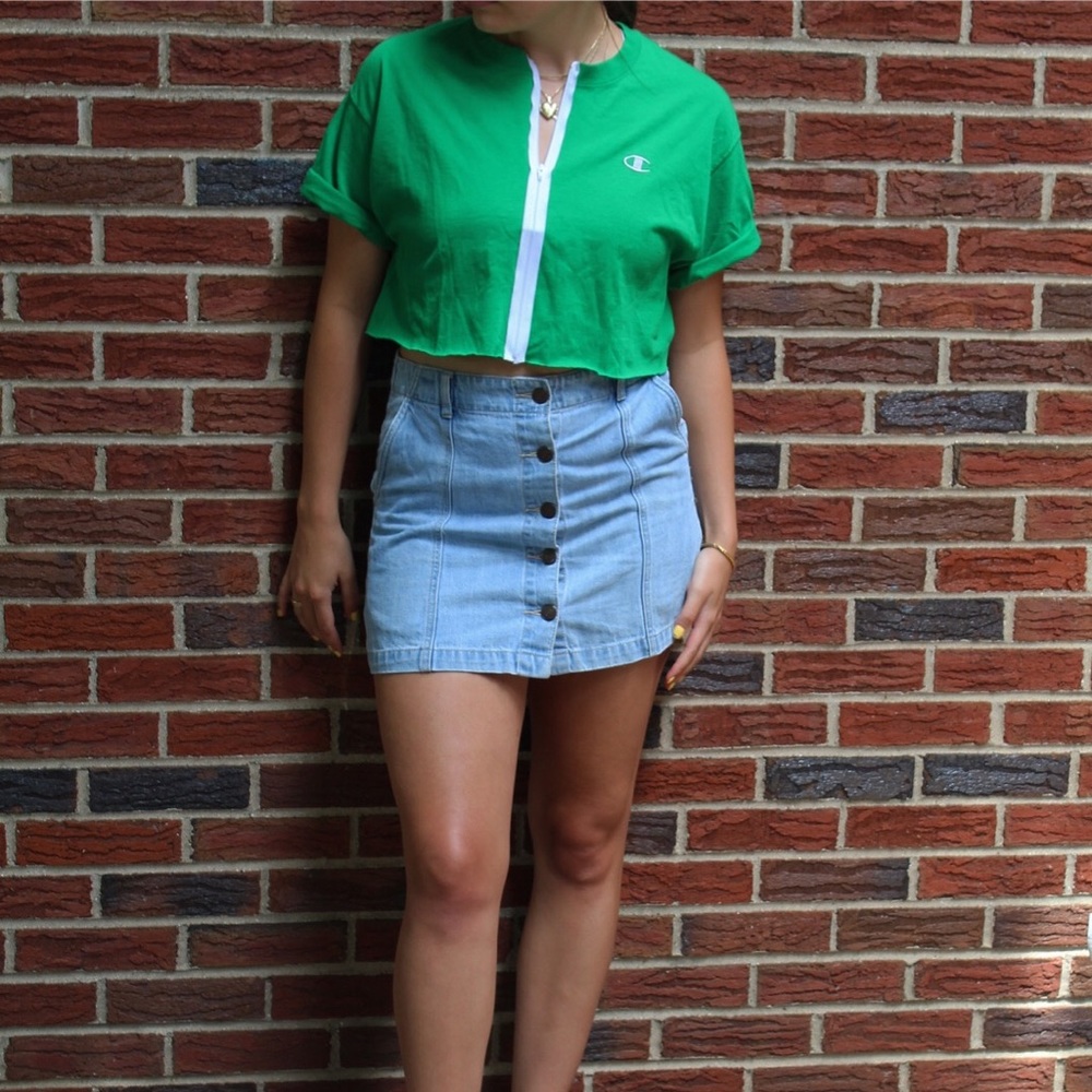 Champion zip up cropped shirt